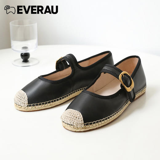 EVERAU2023上新优雅与甜心 复古与时髦的碰撞柔软羊皮鞋面平底春夏舒适玛丽珍女鞋EA7030 商品图4