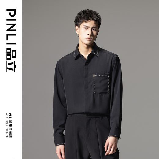 PINLI品立秋季新款男士宽松尖领休闲长袖衬衫衬衣GD241113003 商品图2