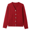 CC-26-8135针织衫开衫女宽松大码休闲红色春秋外搭短款毛衣外套女 商品缩略图4