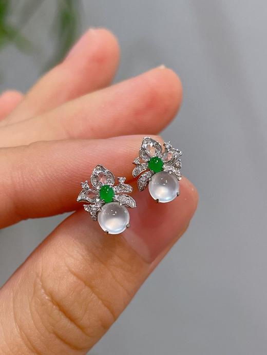 18k翡翠耳钉 商品图1