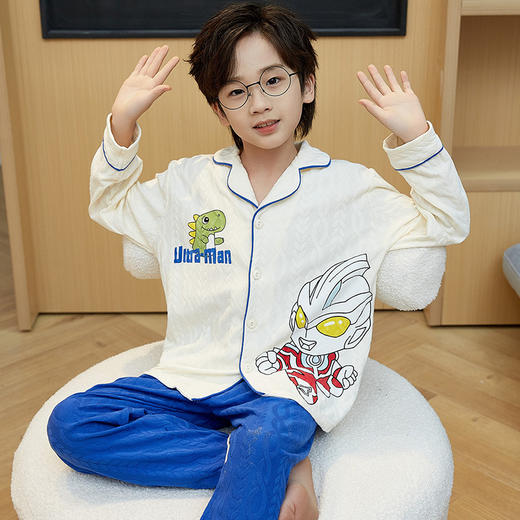 【秋季新品，纯棉长袖儿童睡衣套装，舒适柔软，透气保暖】儿童睡衣男童秋款纯棉 新款春秋季长袖 6-18岁男孩青少年套装 睡衣家居服-QQ 商品图4