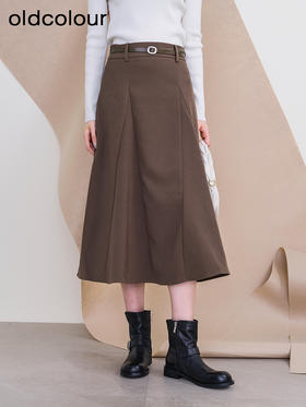 oldcolour欧珂冬季时尚新款休闲高腰A字裙长裙女P410604A1