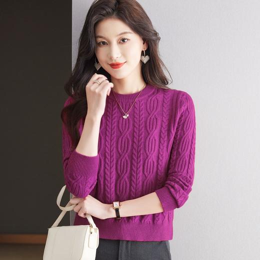 CC-9-6927秋冬内搭外穿气质短款上衣套头复古圆领麻花毛衣女厚打底针织衫 商品图3