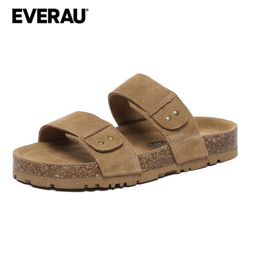 EVERAU简约高级蓝热一脚蹬双带休闲复古拖鞋EA2053 商品图4