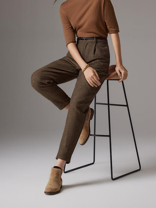 22749 IN AND ON 羊毛人字纹显瘦锥形裤 商品图8