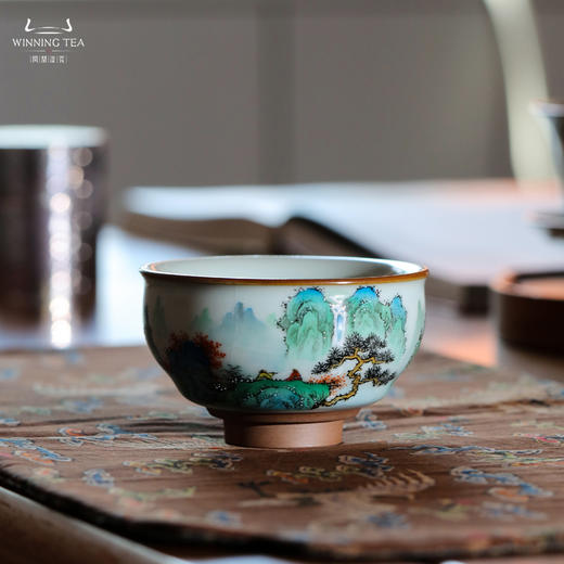 问鼎汝瓷鼎峰系列月白闲意杯（青绿山水） 商品图3