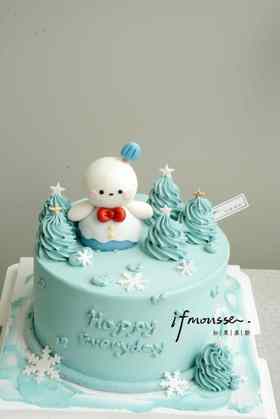 「女孩」黎深同款 生日蛋糕 小树小雪人 二次元