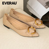EVERAU尖头C扣圆弧五金复古经典平底女鞋EA7048 商品缩略图1