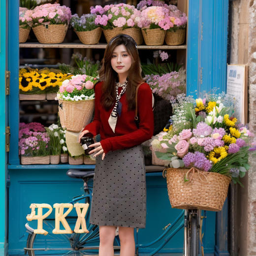 9/6奢姿大码女装2024秋季减龄波点T恤半身裙两件套胖妹妹时尚套装9943962111 商品图0
