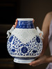 富玉玲珑花瓶卧室陶瓷器中式居家装饰品花瓶家用-手绘双耳福筒尊 商品缩略图2