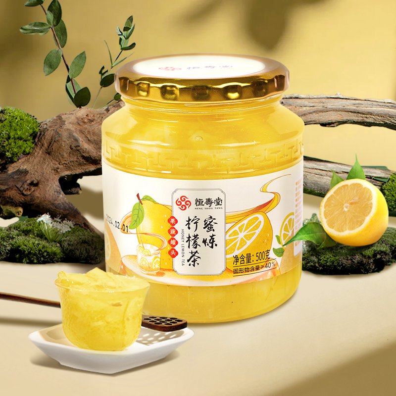 恒寿堂蜂蜜柚子茶柠檬茶水果茶泡水喝的东西饮品冲饮果酱罐装500g