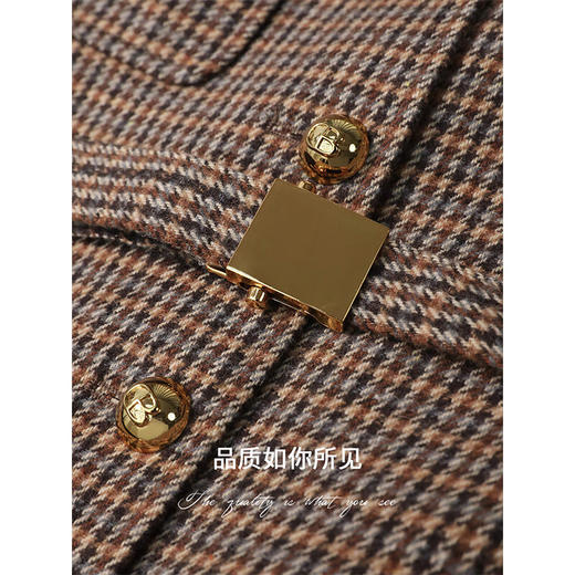 COCOBELLA威尔士格纹毛呢西装外套秋冬通勤多口袋休闲西服SI7020 商品图5