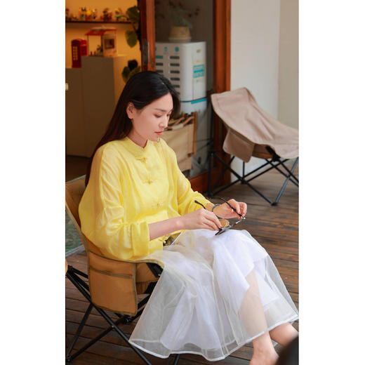 【抖音专属】中式小衫（23710162B-鸡油黄） 商品图0