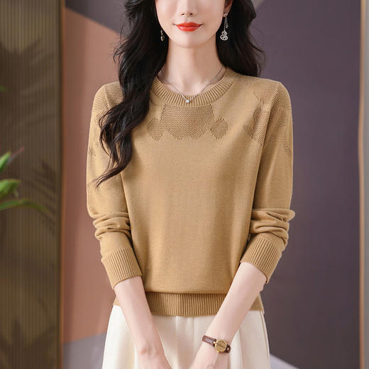 CC-101-26042针织打底衫女士长袖早秋装2024新款春秋薄款上衣内搭毛衣 商品图0