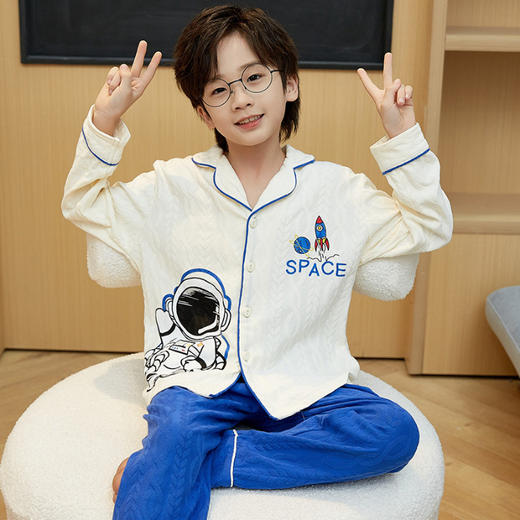 【秋季新品，纯棉长袖儿童睡衣套装，舒适柔软，透气保暖】儿童睡衣男童秋款纯棉 新款春秋季长袖 6-18岁男孩青少年套装 睡衣家居服-QQ 商品图12