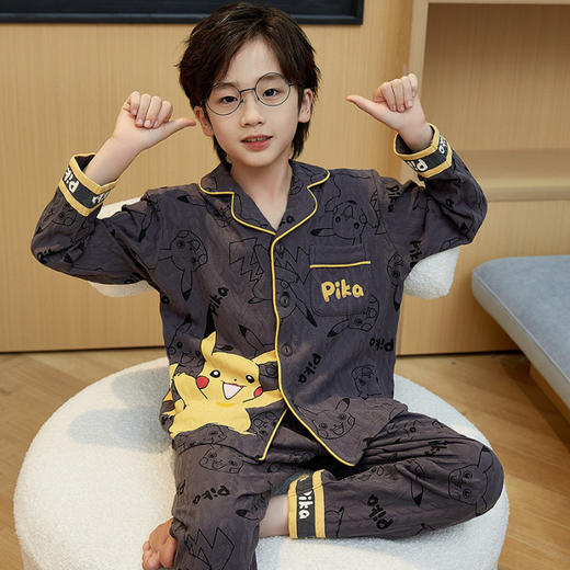 【秋季新品，纯棉长袖儿童睡衣套装，舒适柔软，透气保暖】儿童睡衣男童秋款纯棉 新款春秋季长袖 6-18岁男孩青少年套装 睡衣家居服-QQ 商品图6