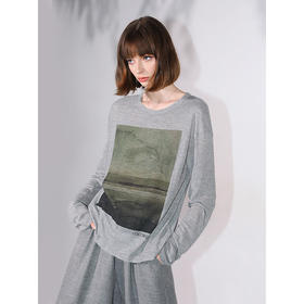 【有赞】COCOBELLA印象派印花废土风毛边长袖T恤baby肤感打底衫TS3018