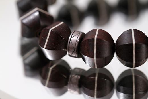 DQ0183°小叶紫檀双色珠+大漆款手串 商品图4