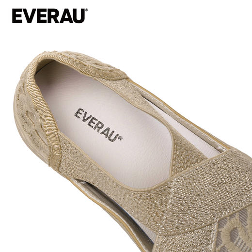 EVERAU仙气十足蕾丝镂空材质温柔精致X交叉弹力小香风蕾丝渔夫鞋EA5050 商品图3