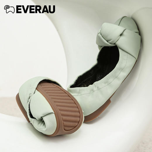EVERAU春夏新品卷卷的褶皱设计耐折鞋底舒适蛋卷女鞋EA7026 商品图2