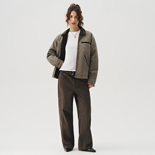 714street复古麂皮绒底特律棉服男新款宽松短阔外套美式工装夹克 商品图2