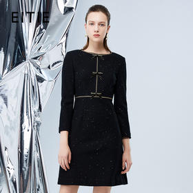 EITIE爱特爱冬季新款小香风别致轻奢高腰连衣裙7607305