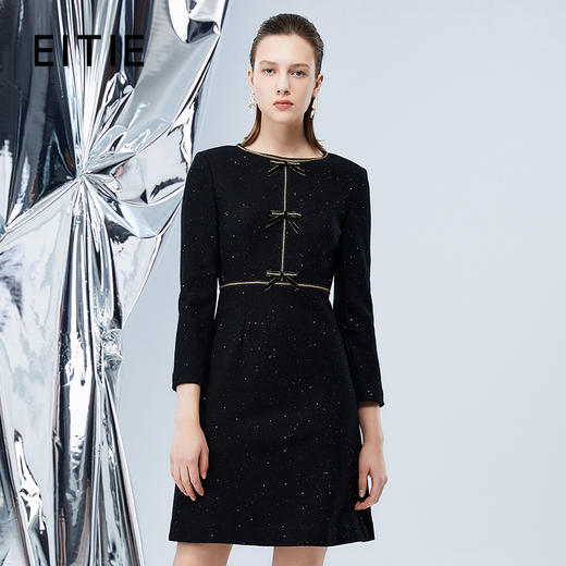 EITIE爱特爱冬季新款小香风别致轻奢高腰连衣裙7607305 商品图0
