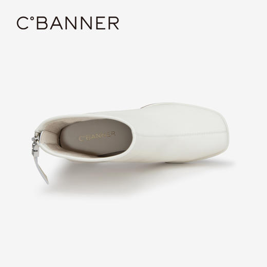 千百度羊皮粗高跟时装靴女冬季通勤方跟洋气小短靴子显瘦A24525311 商品图2