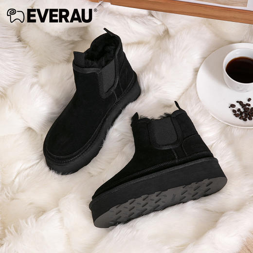 EVERAU小个子女生先穿加厚4cm防水台切尔西女士秋冬雪地靴EA3129 商品图10