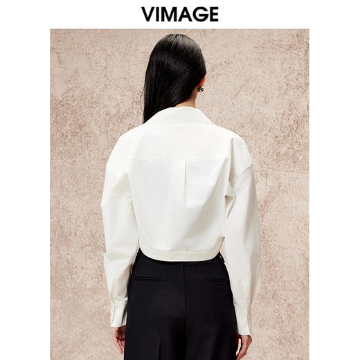 VIMAGE纬漫纪秋季新款时尚气质显瘦斗篷设计简约百搭短衬衫V2209805 商品图4
