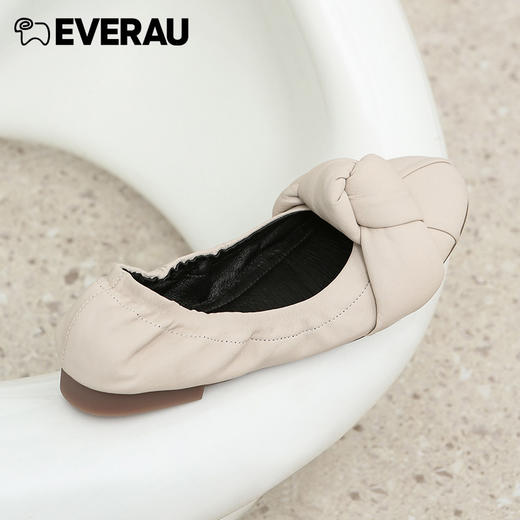 EVERAU春夏新品卷卷的褶皱设计耐折鞋底舒适蛋卷女鞋EA7026 商品图4