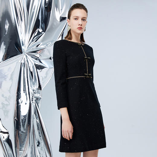 EITIE爱特爱冬季新款小香风别致轻奢高腰连衣裙7607305 商品图2