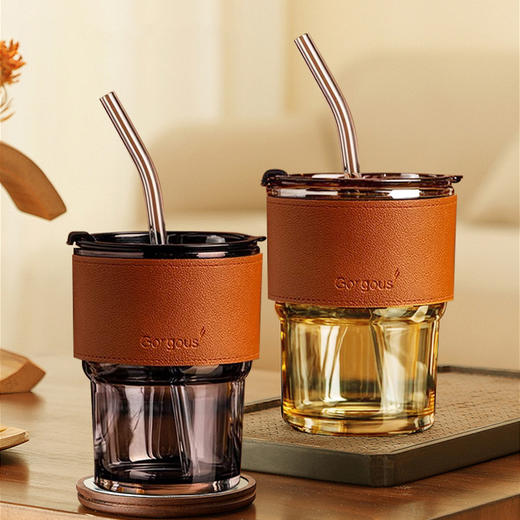 【ins简约风！网红竹节杯】网红竹节杯ins风夏季水杯吸管杯伴手礼广告杯家用水杯双饮口玻璃，食品级玻璃材质，健康卫生，安全无异味。ry 商品图1