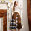【38女王节】两三事 理想国度 2024秋季新款复古格子毛呢拼接高腰半身裙长裙 商品缩略图0