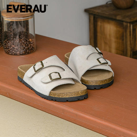 EVERAU经典一脚蹬男女同款搭扣休闲复古凉拖EA2052 商品图2