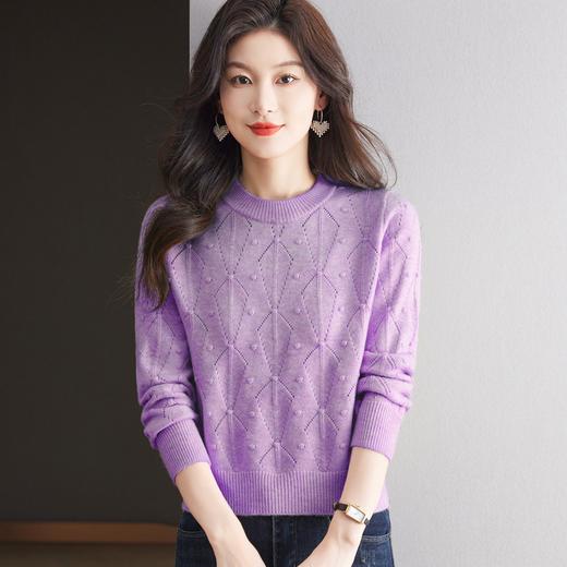 CC-9-6926秋冬新款圆领短款毛衣女套头宽松高腰打底针织衫显瘦长袖上衣 商品图1