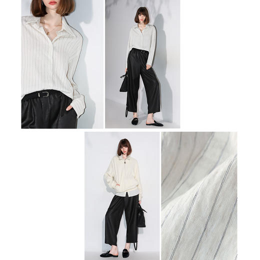 【限时秒杀】COCOBELLA[商务休闲风]色织条纹衬衫秋质感通勤亲肤衬衣SR0055 商品图3