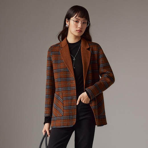 IN AND ON 羊毛复古格纹双面呢西装外套   21614 商品图2
