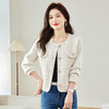 CC-MY-3338小香风防水貂绒毛衣外套女士春秋装2024新款短款外搭针织开衫外搭 商品缩略图1