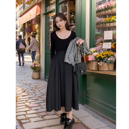 9/8奢姿大码女装2024秋季小香风外套连衣裙两件套胖妹妹时尚拼接套装9943991303 商品图1