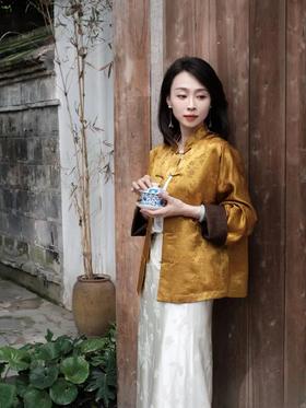 瑕疵|盛唐牡丹 |重缎香云纱繁花纹对襟外套[特价品](特殊商品不退不换)