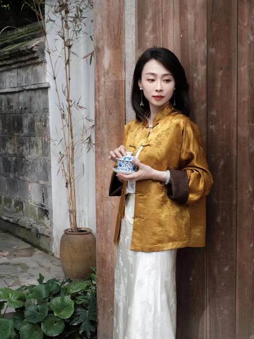 盛唐牡丹 |重缎香云纱繁花纹对襟外套 商品图0