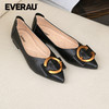 EVERAU尖头C扣圆弧五金复古经典平底女鞋EA7048 商品缩略图2