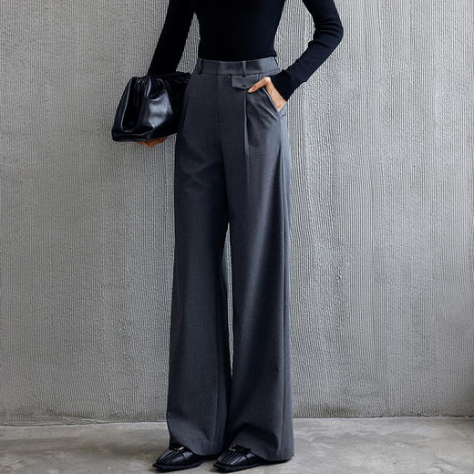 玳莎宽松直筒西装裤女2024新款秋季老钱风百搭通勤气质休闲阔腿裤  EC36308 商品图2