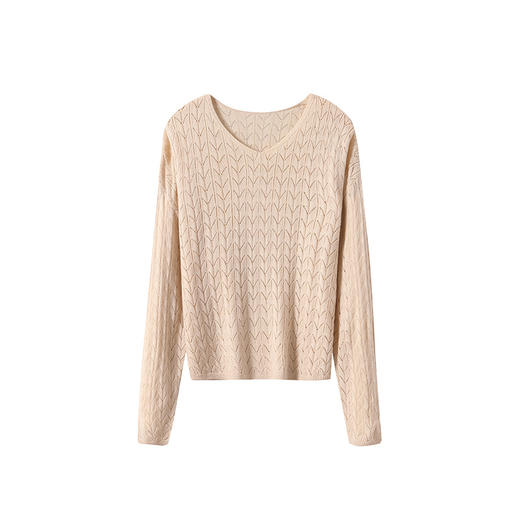 CC-AB1527针织衫女2024新款春秋鸡心领慵懒风遮肚子早秋新款宽松长袖罩衫女 商品图4