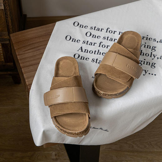 EVERAU堆叠两层魔术贴精致休闲好穿休闲复古凉拖EA2054 商品图2