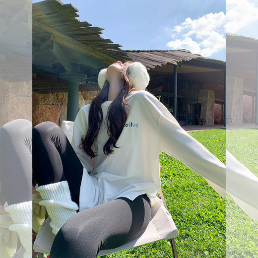 <曾小咸推荐>早秋设计感假两件宽松长袖卫衣 商品图1