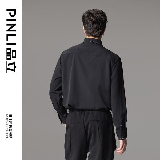 PINLI品立秋季新款男士宽松尖领休闲长袖衬衫衬衣GD241113003 商品图5
