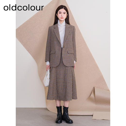 oldcoloour欧珂冬季新款修身时尚格子长袖西装外套P410402A1 商品图3