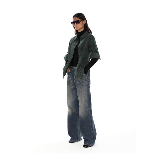 NUTH复古修身格纹衬衣百搭长袖格子衬衫女 商品图2